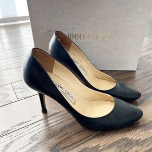 JIMMY CHOO Romy Heels Shoes Black Leather